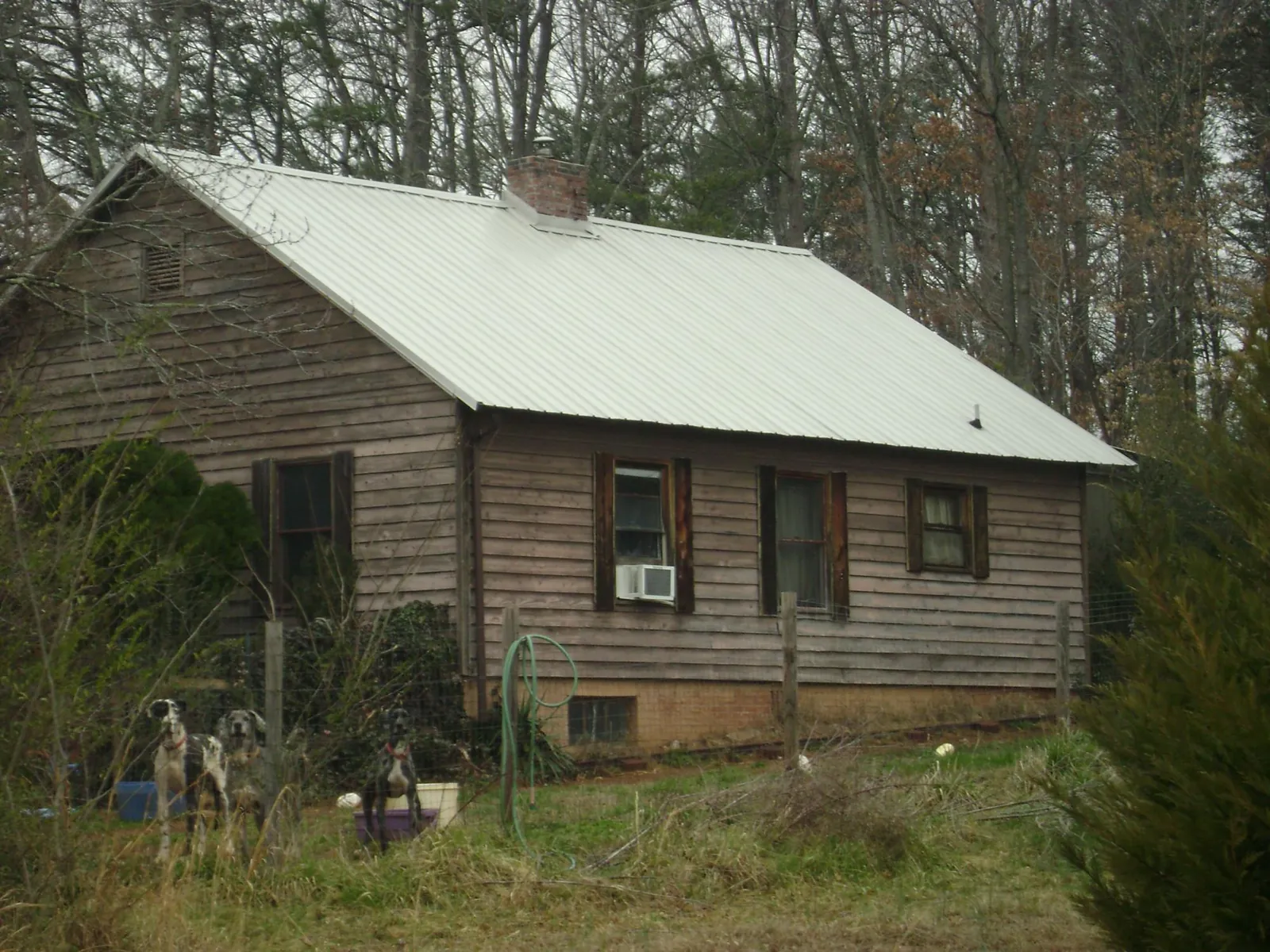 White metal roof on an old wood sided farmhouse, from a Metal Roof Installation job in Lapwai